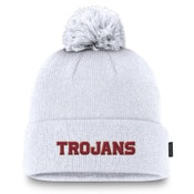 USC Trojans Nike White Sideline Peak Standard Cuff Pom Beanie